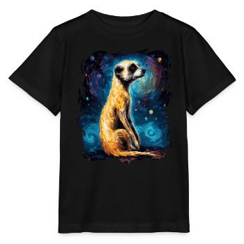 The sky is starry and a meerkat - Stanley/Stella MINI CREATOR Kids’ T-Shirt - black - Front - Mikhail (115cm)