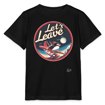 Flying funny penguin in the snow, get away from here - Stanley/Stella MINI CREATOR Kids’ T-Shirt - black - Front - Mikhail (115cm)