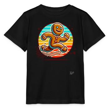 Run away gingerbread man - Stanley/Stella MINI CREATOR Kids’ T-Shirt - black - Front - Mikhail (115cm)
