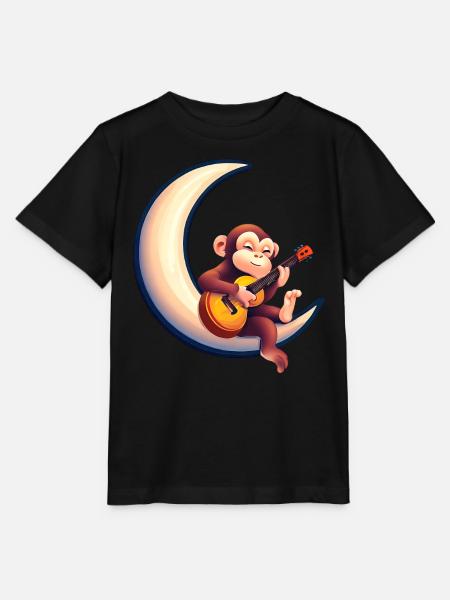 Musikalischer Affe im Halbmond - Stanley/Stella Kinder T-Shirt MINI CREATOR - Schwarz