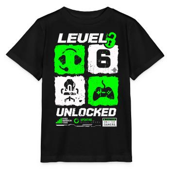 Niveau débloqué Gamer Anniversaire 6 ans - T-shirt bio MINI CREATOR Stanley/Stella Enfant - noir - Devant - Mikhail (115cm)