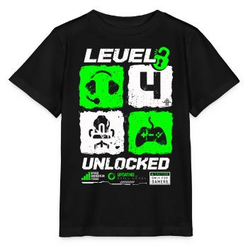 Niveau débloqué Gamer Anniversaire 4 ans - T-shirt bio MINI CREATOR Stanley/Stella Enfant - noir - Devant - Mikhail (115cm)