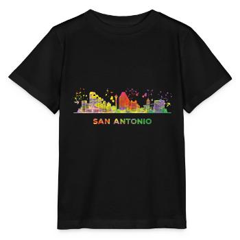 San Antonian Skyline San Antonio - Stanley/Stella Kinder T-Shirt MINI CREATOR  - Schwarz - Vorne - Mikhail (115cm)