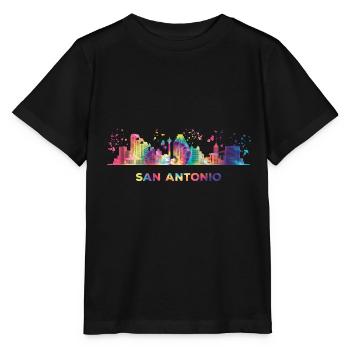 San Antonian Skyline San Antonio - Stanley/Stella Kinder T-Shirt MINI CREATOR  - Schwarz - Vorne - Mikhail (115cm)