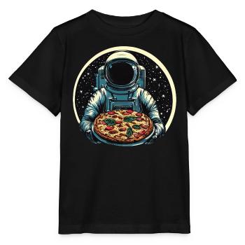 Astronaute avec un design d’espace de pizza salami - T-shirt bio MINI CREATOR Stanley/Stella Enfant - noir - Devant - Mikhail (115cm)