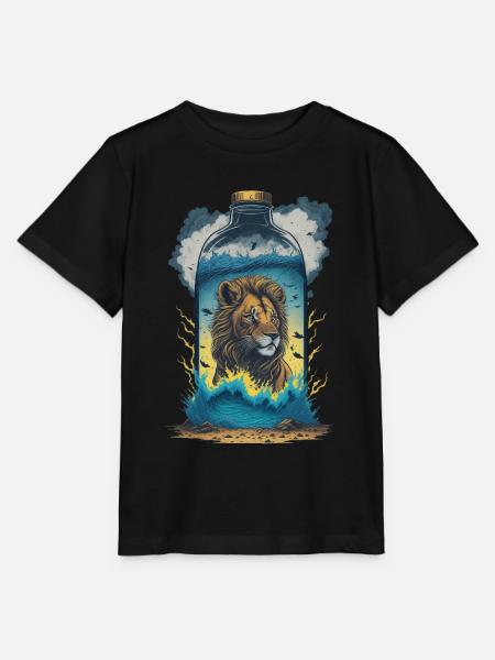 Löwe In Flasche - Stanley/Stella Kinder T-Shirt MINI CREATOR - Schwarz