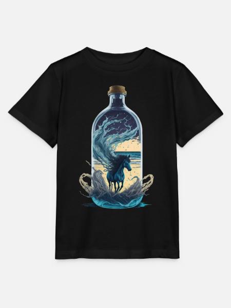 Pferd Flasche - Stanley/Stella Kinder T-Shirt MINI CREATOR - Schwarz