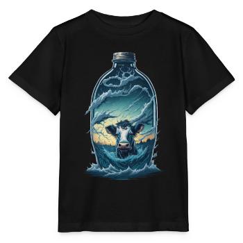 Kuh Flasche - Stanley/Stella Kinder T-Shirt MINI CREATOR  - Schwarz - Vorne - Mikhail (115cm)