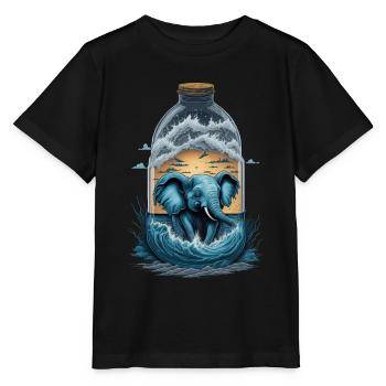Elefant Flasche - Stanley/Stella Kinder T-Shirt MINI CREATOR  - Schwarz - Vorne - Mikhail (115cm)