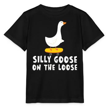 Silly geese on the loose - Stanley/Stella MINI CREATOR Kids’ T-Shirt - black - Front - Mikhail (115cm)