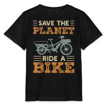 Save The Planet Cargo Bike Cargo Bike - Stanley/Stella MINI CREATOR Kids’ T-Shirt - black - Front - Mikhail (115cm)