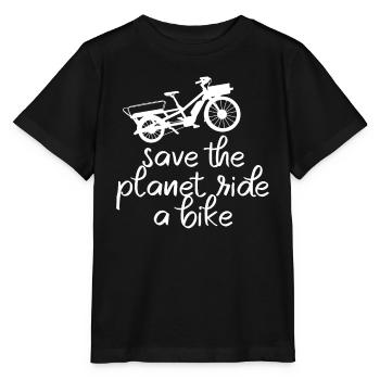 Save The Planet Cargo Bike Cargo Bike - Stanley/Stella MINI CREATOR Kids’ T-Shirt - black - Front - Mikhail (115cm)