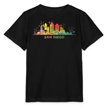 San Diegan Skyline San Diego - Stanley/Stella Kinder T-Shirt MINI CREATOR  - Schwarz - Vorne - Mikhail (115cm)