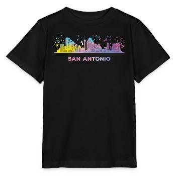 San Antonian Skyline San Antonio - Stanley/Stella Kinder T-Shirt MINI CREATOR  - Schwarz - Vorne - Mikhail (115cm)