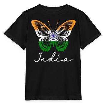 Schmetterling Indian Flagge Damen - Stanley/Stella Kinder T-Shirt MINI CREATOR  - Schwarz - Vorne - Mikhail (115cm)