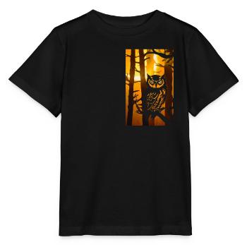 Papier découpé – Hibou - T-shirt bio MINI CREATOR Stanley/Stella Enfant - noir - Devant - Mikhail (115cm)