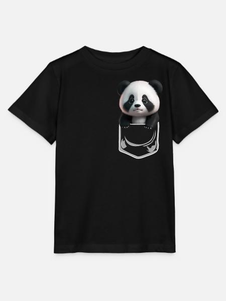 Baby Panda Brusttsche Weiss - Stanley/Stella Kinder T-Shirt MINI CREATOR - Schwarz
