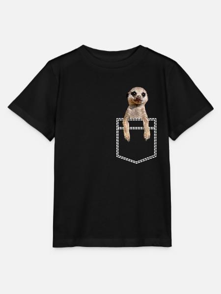 Erdmännchen In Brusttasche Hemdtasche - Stanley/Stella Kinder T-Shirt MINI CREATOR - Schwarz