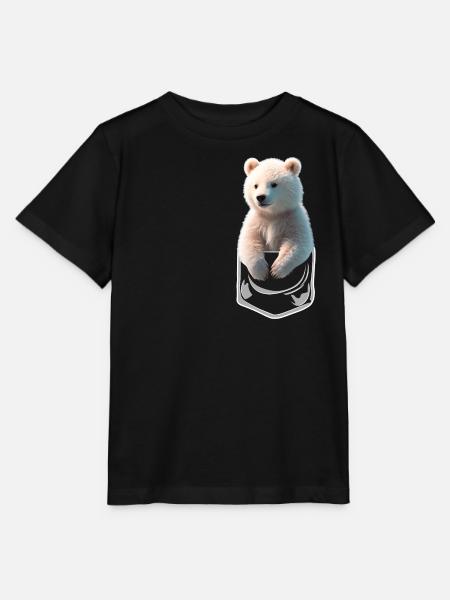 Eisbär Polarbär Bär In Brusttasche Hemdtasche - Stanley/Stella Kinder T-Shirt MINI CREATOR - Schwarz