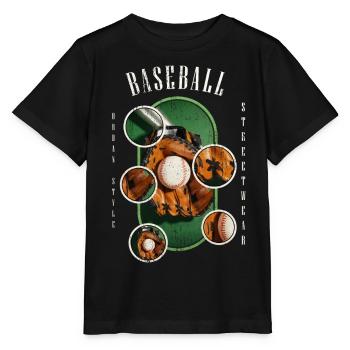Baseball Ball Handschuh Schläger Vintage Retro - Stanley/Stella Kinder T-Shirt MINI CREATOR  - Schwarz - Vorne - Mikhail (115cm)