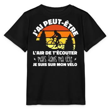 Cyclisme Dans Ma Tête Je suis sur Mon Vélo Humour - T-shirt bio MINI CREATOR Stanley/Stella Enfant - noir - Devant - Mikhail (115cm)