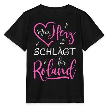 Mein Herz schlägt für Roland - Stanley/Stella Kinder T-Shirt MINI CREATOR  - Schwarz - Vorne - Mikhail (115cm)
