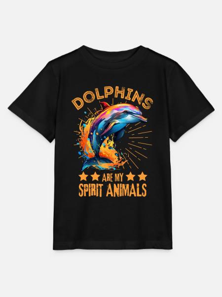 Bunter Delfin Farbkleckse Farbspritzer - Stanley/Stella Kinder T-Shirt MINI CREATOR  - Schwarz