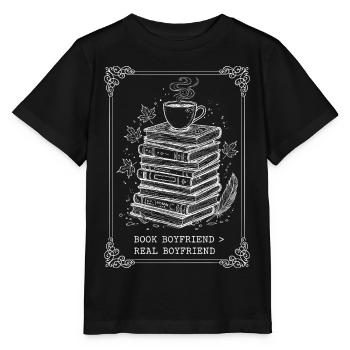 Book Boyfriend Bücherstapel - Stanley/Stella Kinder T-Shirt MINI CREATOR  - Schwarz - Vorne - Mikhail (115cm)