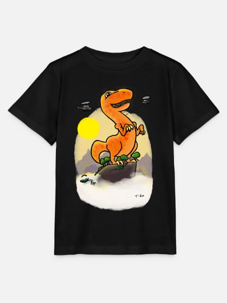 Dino on the top of the mountain - Stanley/Stella MINI CREATOR Kids’ T-Shirt - black