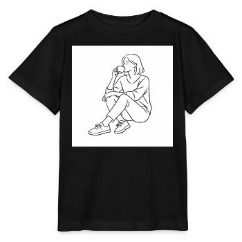 Kaffeezeit Linienstil - Stanley/Stella Kinder T-Shirt MINI CREATOR  - Schwarz - Vorne - Mikhail (115cm)