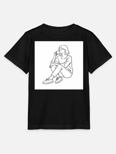 Kaffeezeit Linienstil - Stanley/Stella Kinder T-Shirt MINI CREATOR  - Schwarz