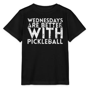 Les mercredis sont meilleurs pour les joueurs de pickleball - T-shirt bio MINI CREATOR Stanley/Stella Enfant - noir - Devant - Mikhail (115cm)