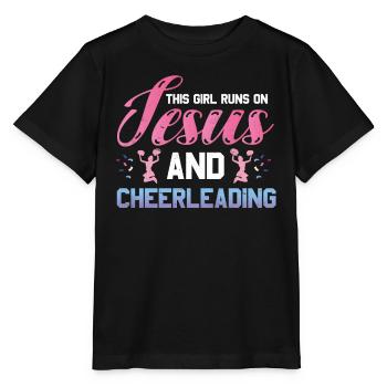 This girl runs on Jesus and cheers the - Stanley/Stella MINI CREATOR Kids’ T-Shirt - black - Front - Mikhail (115cm)