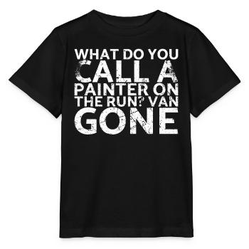Comment appelle-t-on un peintre en fuite ? Fourgon - T-shirt bio MINI CREATOR Stanley/Stella Enfant - noir - Devant - Mikhail (115cm)