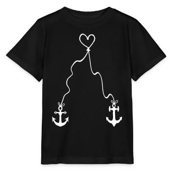 Anker mit Herz am Seil - unendliche Liebe - Stanley/Stella Kinder T-Shirt MINI CREATOR  - Schwarz - Vorne - Mikhail (115cm)