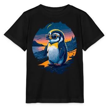 Niedlicher Pinguin - Stanley/Stella Kinder T-Shirt MINI CREATOR  - Schwarz - Vorne - Mikhail (115cm)