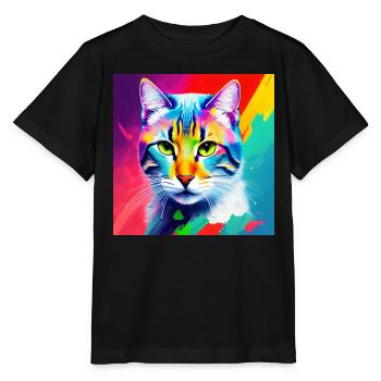 Noble Cat Oil Painting Design Oil Paints Paints Sty - Stanley/Stella MINI CREATOR Kids’ T-Shirt - black - Front - Mikhail (115cm)