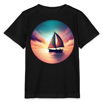 Segelboot segelt in den Sonnenuntergang Schöne - Stanley/Stella Kinder T-Shirt MINI CREATOR  - Schwarz - Vorne - Mikhail (115cm)