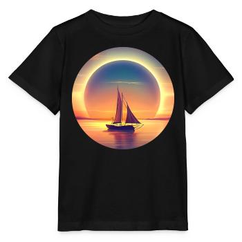 Naviguer au coucher du soleil - T-shirt bio MINI CREATOR Stanley/Stella Enfant - noir - Devant - Mikhail (115cm)