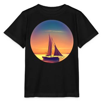 Voilier Sunset Design - T-shirt bio MINI CREATOR Stanley/Stella Enfant - noir - Devant - Mikhail (115cm)