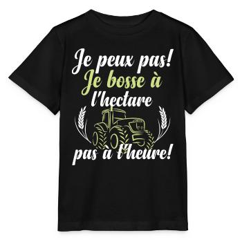 Je bosse à l'hectare - T-shirt bio MINI CREATOR Stanley/Stella Enfant - noir - Devant - Mikhail (115cm)