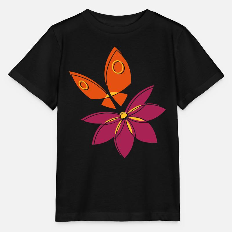 Papillon et fleur - T-shirt bio MINI CREATOR Stanley/Stella Enfant - noir