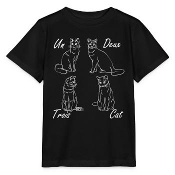 Un Deux Trois Cat - French - Stanley/Stella MINI CREATOR Kids’ T-Shirt - black - Front - Mikhail (115cm)