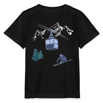 Poudreuse aux gens Scène des remontées mécaniques Skieur sur piste - T-shirt bio MINI CREATOR Stanley/Stella Enfant - noir - Devant - Mikhail (115cm)