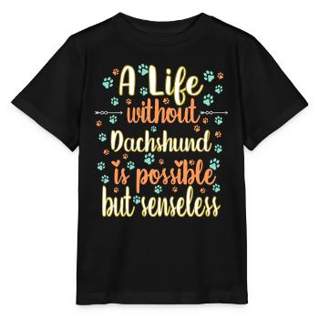 Hund Leben Liebe Hunderasse Dachshund - Stanley/Stella Kinder T-Shirt MINI CREATOR  - Schwarz - Vorne - Mikhail (115cm)