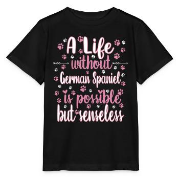 Hund Leben Liebe Hunderasse Spaniel - Stanley/Stella Kinder T-Shirt MINI CREATOR  - Schwarz - Vorne - Mikhail (115cm)