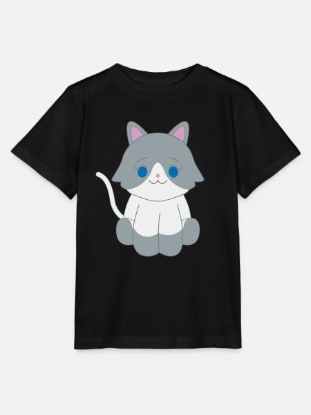 Graue und weiße Katze - Stanley/Stella Kinder T-Shirt MINI CREATOR  - Schwarz