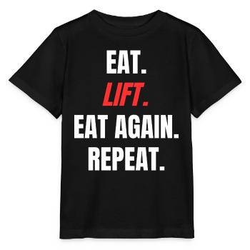 Eat. Lift. Eat Again. Repeat. - Stanley/Stella MINI CREATOR Kids’ T-Shirt - black - Front - Mikhail (115cm)