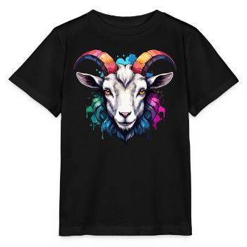 Corne de chèvre Cool coloré mignon néon aquarelle - T-shirt bio MINI CREATOR Stanley/Stella Enfant - noir - Devant - Mikhail (115cm)