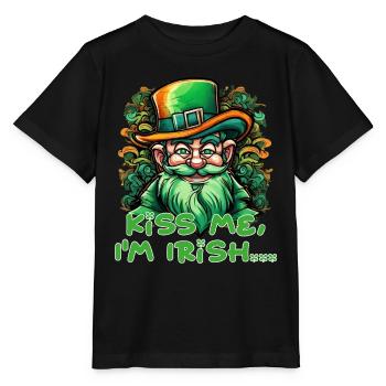St. Patrick´s Day Kiss me I´m irish Leprechaun - Stanley/Stella Kinder T-Shirt MINI CREATOR  - Schwarz - Vorne - Mikhail (115cm)